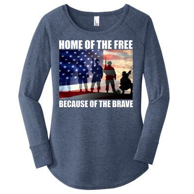 Home Of The Free Because Of The Brave Women's Perfect Tri Tunic Long Sleeve Shirt