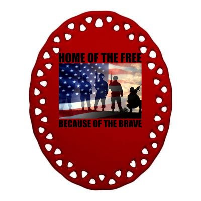 Home Of The Free Because Of The Brave Ceramic Oval Ornament