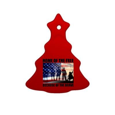 Home Of The Free Because Of The Brave Ceramic Tree Ornament