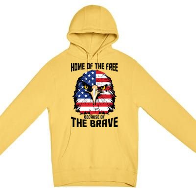 Home Of The Free Because Of The Brave Bald Eagle Premium Pullover Hoodie