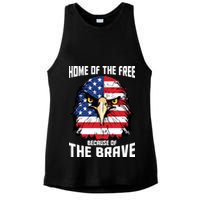 Home Of The Free Because Of The Brave Bald Eagle Ladies PosiCharge Tri-Blend Wicking Tank