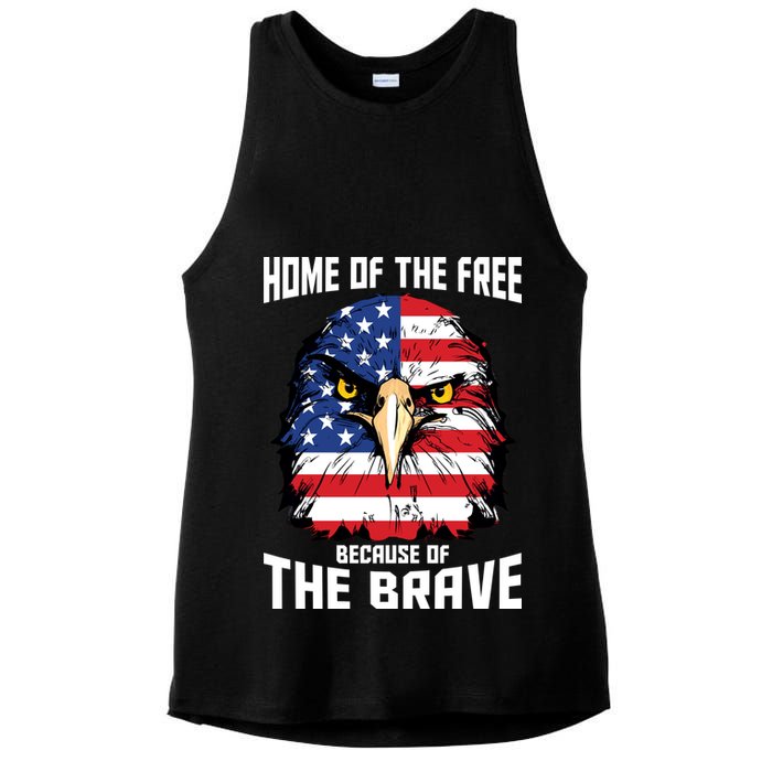 Home Of The Free Because Of The Brave Bald Eagle Ladies PosiCharge Tri-Blend Wicking Tank