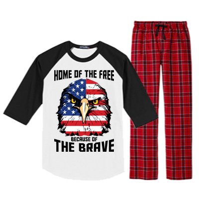 Home Of The Free Because Of The Brave Bald Eagle Raglan Sleeve Pajama Set