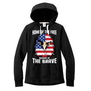 Home Of The Free Because Of The Brave Bald Eagle Women's Fleece Hoodie