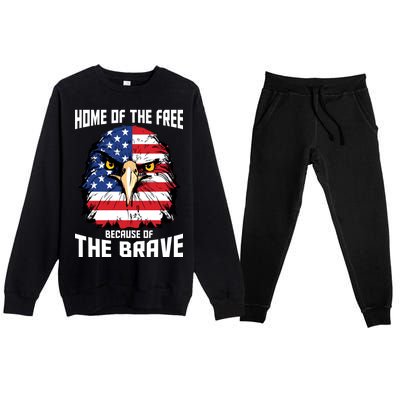 Home Of The Free Because Of The Brave Bald Eagle Premium Crewneck Sweatsuit Set