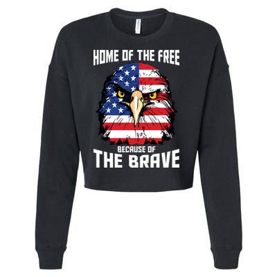 Home Of The Free Because Of The Brave Bald Eagle Cropped Pullover Crew