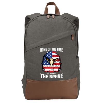 Home Of The Free Because Of The Brave Bald Eagle Cotton Canvas Backpack