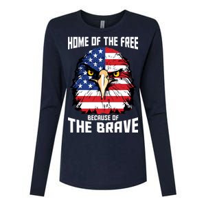 Home Of The Free Because Of The Brave Bald Eagle Womens Cotton Relaxed Long Sleeve T-Shirt