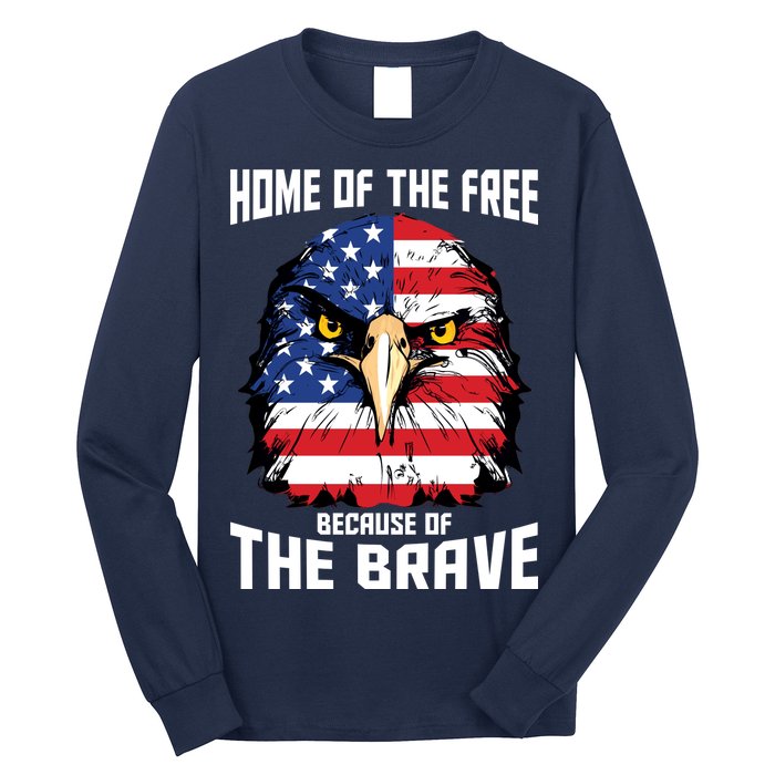 Home Of The Free Because Of The Brave Bald Eagle Long Sleeve Shirt