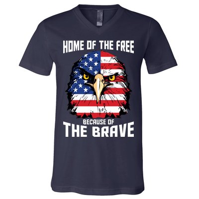 Home Of The Free Because Of The Brave Bald Eagle V-Neck T-Shirt