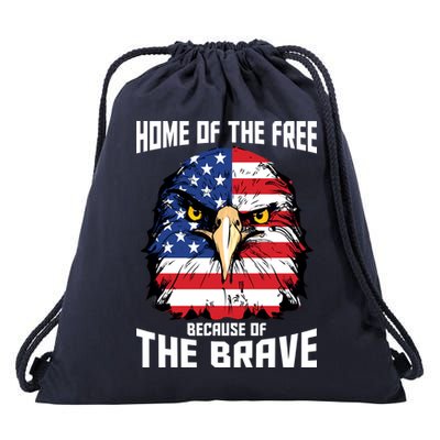 Home Of The Free Because Of The Brave Bald Eagle Drawstring Bag