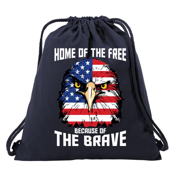 Home Of The Free Because Of The Brave Bald Eagle Drawstring Bag