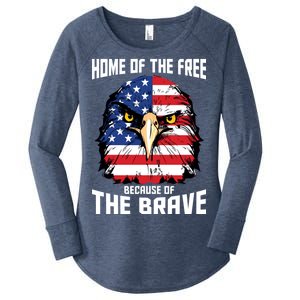 Home Of The Free Because Of The Brave Bald Eagle Women's Perfect Tri Tunic Long Sleeve Shirt