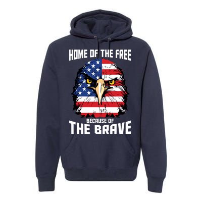 Home Of The Free Because Of The Brave Bald Eagle Premium Hoodie