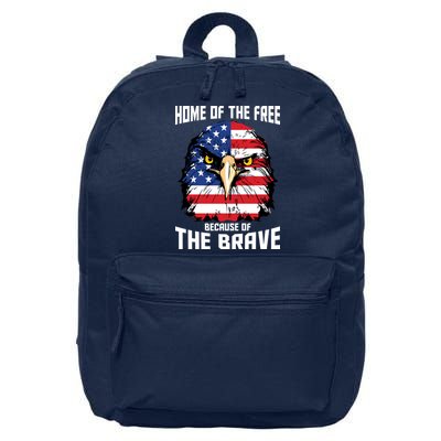Home Of The Free Because Of The Brave Bald Eagle 16 in Basic Backpack