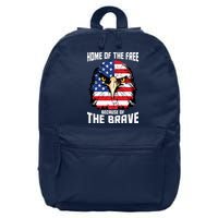 Home Of The Free Because Of The Brave Bald Eagle 16 in Basic Backpack