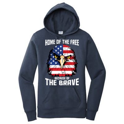 Home Of The Free Because Of The Brave Bald Eagle Women's Pullover Hoodie