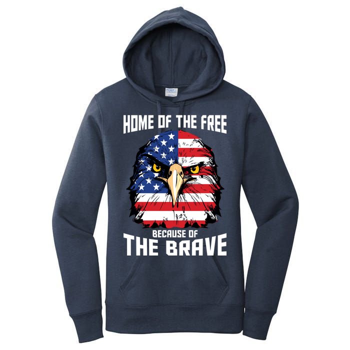 Home Of The Free Because Of The Brave Bald Eagle Women's Pullover Hoodie