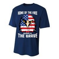 Home Of The Free Because Of The Brave Bald Eagle Performance Sprint T-Shirt