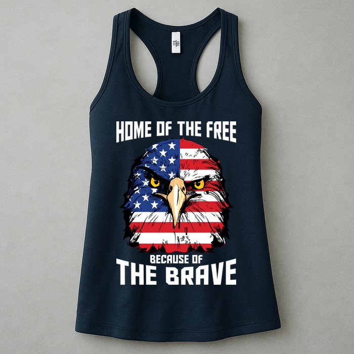 Home Of The Free Because Of The Brave Bald Eagle Womens Tank Top