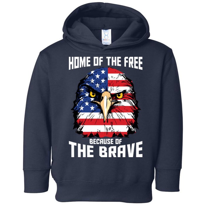 Home Of The Free Because Of The Brave Bald Eagle Toddler Hoodie