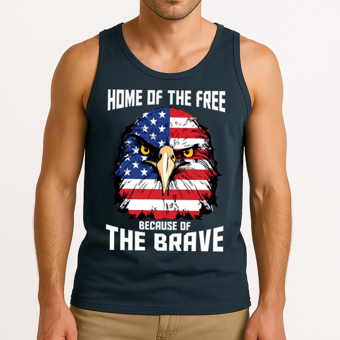 Home Of The Free Because Of The Brave Bald Eagle Tank Top