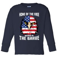 Home Of The Free Because Of The Brave Bald Eagle Toddler Long Sleeve Shirt