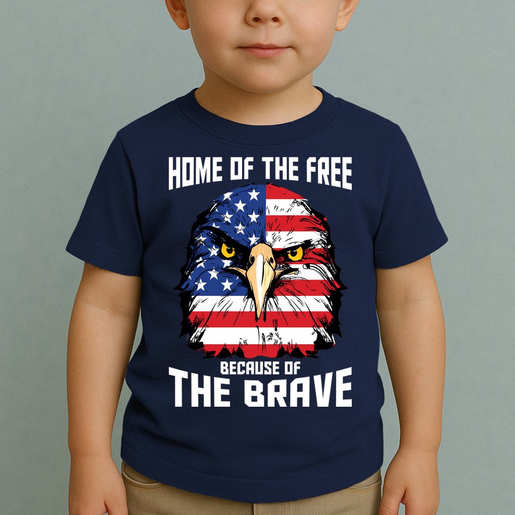 Home Of The Free Because Of The Brave Bald Eagle Toddler T-Shirt