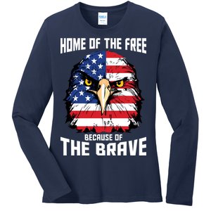 Home Of The Free Because Of The Brave Bald Eagle Ladies Long Sleeve Shirt