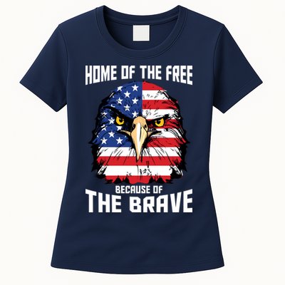 Home Of The Free Because Of The Brave Bald Eagle Womens T-Shirt