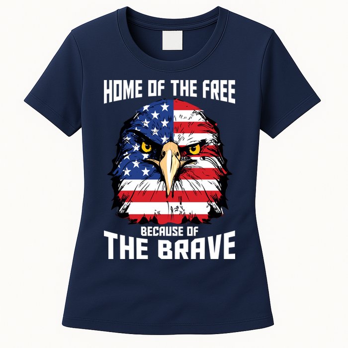Home Of The Free Because Of The Brave Bald Eagle Womens T-Shirt