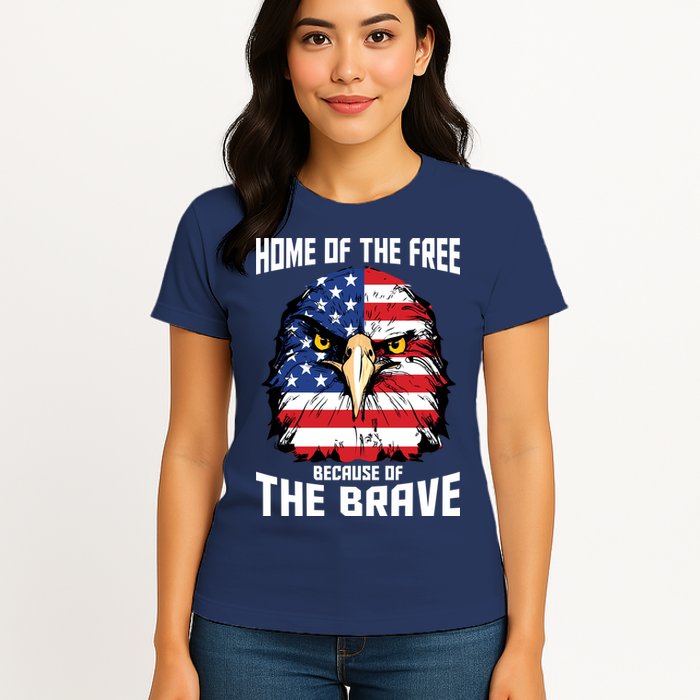 Home Of The Free Because Of The Brave Bald Eagle Womens T-Shirt