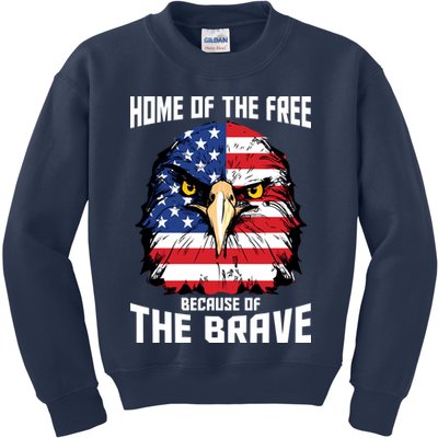 Home Of The Free Because Of The Brave Bald Eagle Kids Sweatshirt