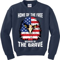 Home Of The Free Because Of The Brave Bald Eagle Kids Sweatshirt