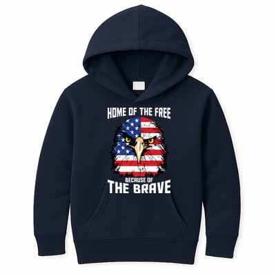 Home Of The Free Because Of The Brave Bald Eagle Kids Hoodie