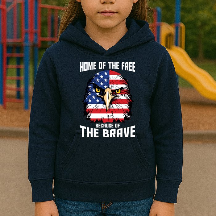 Home Of The Free Because Of The Brave Bald Eagle Kids Hoodie