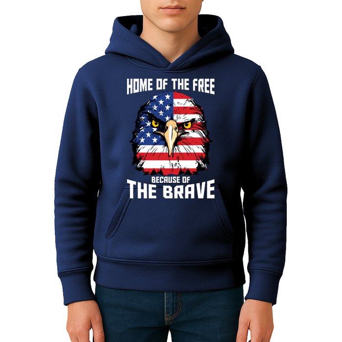 Home Of The Free Because Of The Brave Bald Eagle Kids Hoodie