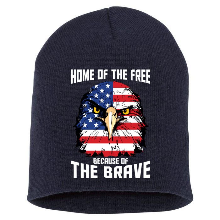 Home Of The Free Because Of The Brave Bald Eagle Short Acrylic Beanie