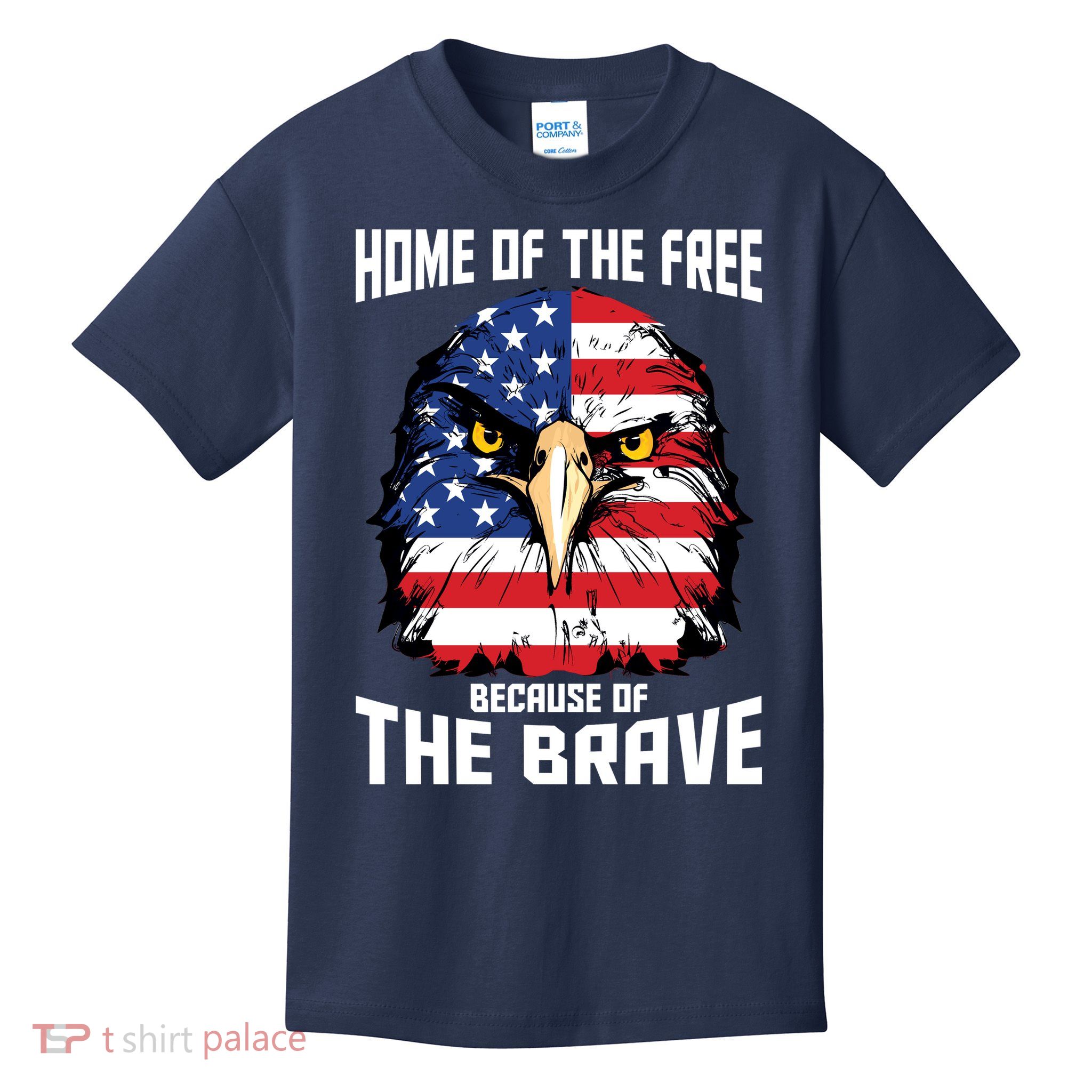 Home Of The Free Because Of The Brave Bald Eagle Kids T-Shirt
