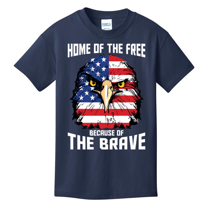 Home Of The Free Because Of The Brave Bald Eagle Kids T-Shirt