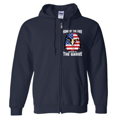 Home Of The Free Because Of The Brave Bald Eagle Full Zip Hoodie