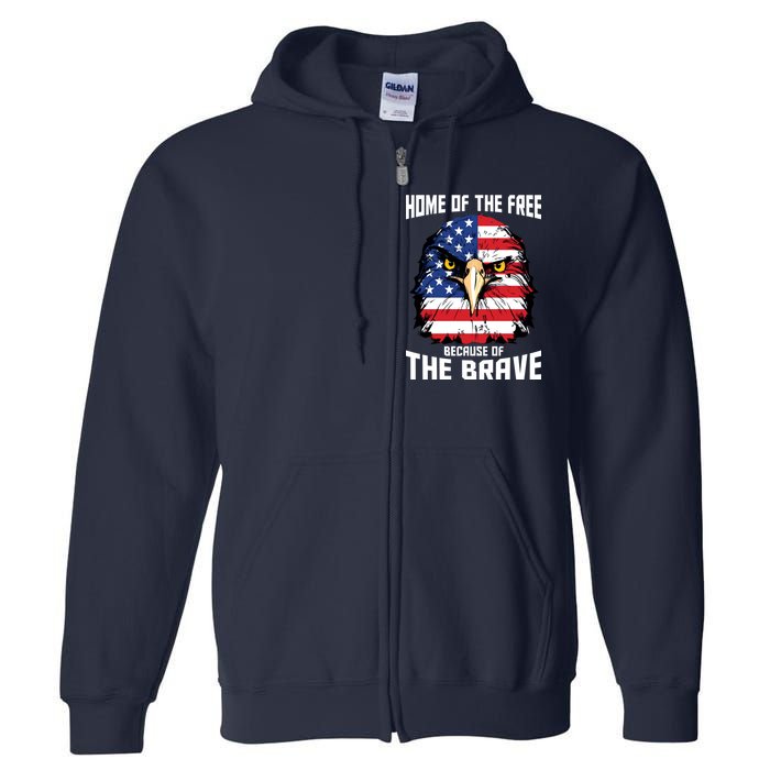 Home Of The Free Because Of The Brave Bald Eagle Full Zip Hoodie