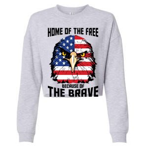 Home Of The Free Because Of The Brave Bald Eagle Cropped Pullover Crew