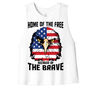 Home Of The Free Because Of The Brave Bald Eagle Women's Racerback Cropped Tank