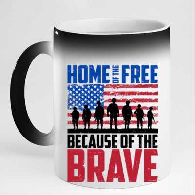 Home Of The Free Because Of The Brave Memorial Day 11oz Black Color Changing Mug