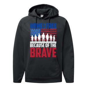 Home Of The Free Because Of The Brave Memorial Day Performance Fleece Hoodie