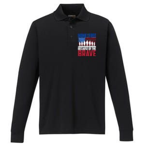 Home Of The Free Because Of The Brave Memorial Day Performance Long Sleeve Polo