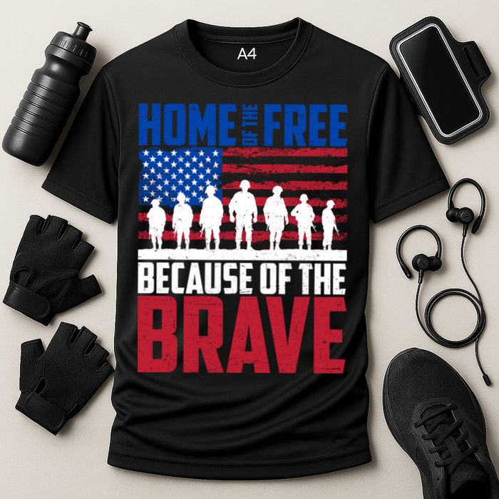 Home Of The Free Because Of The Brave Memorial Day Cooling Performance Crew T-Shirt