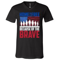 Home Of The Free Because Of The Brave Memorial Day V-Neck T-Shirt