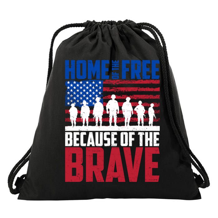 Home Of The Free Because Of The Brave Memorial Day Drawstring Bag